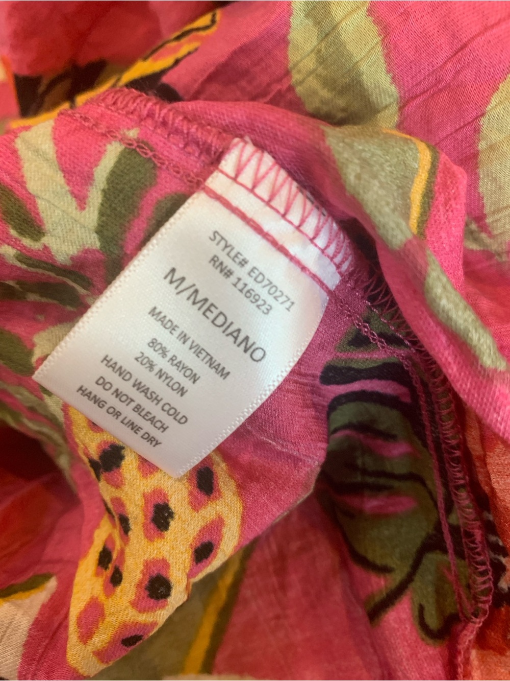 Easel Pink Tropical Jungle Print Maxi Dress | Boho Flutter Sleeve | Medium - Picture 7 of 7